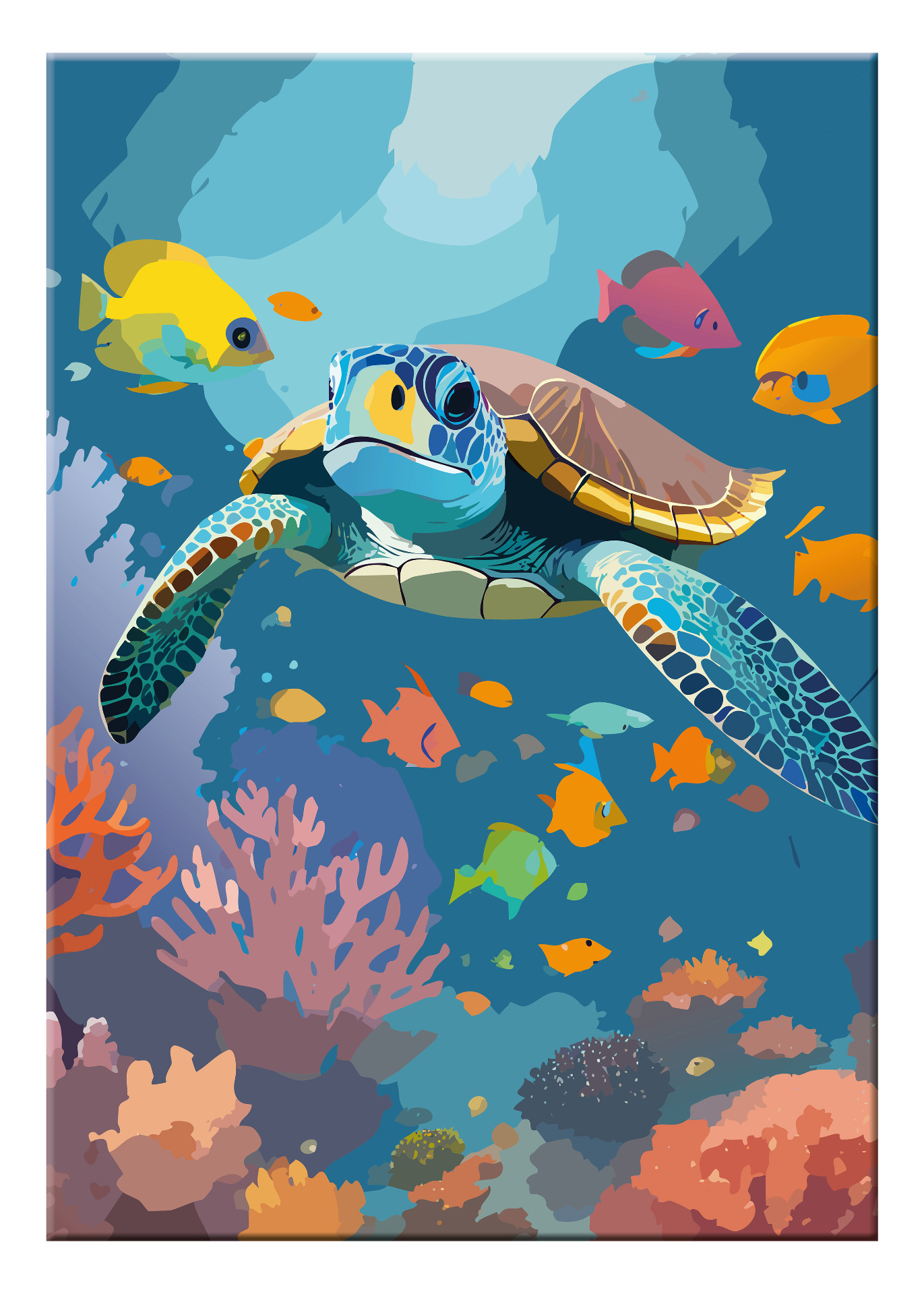 Detailansicht der Schildkröte – hochwertige Farben und feine Strukturen auf Leinwand